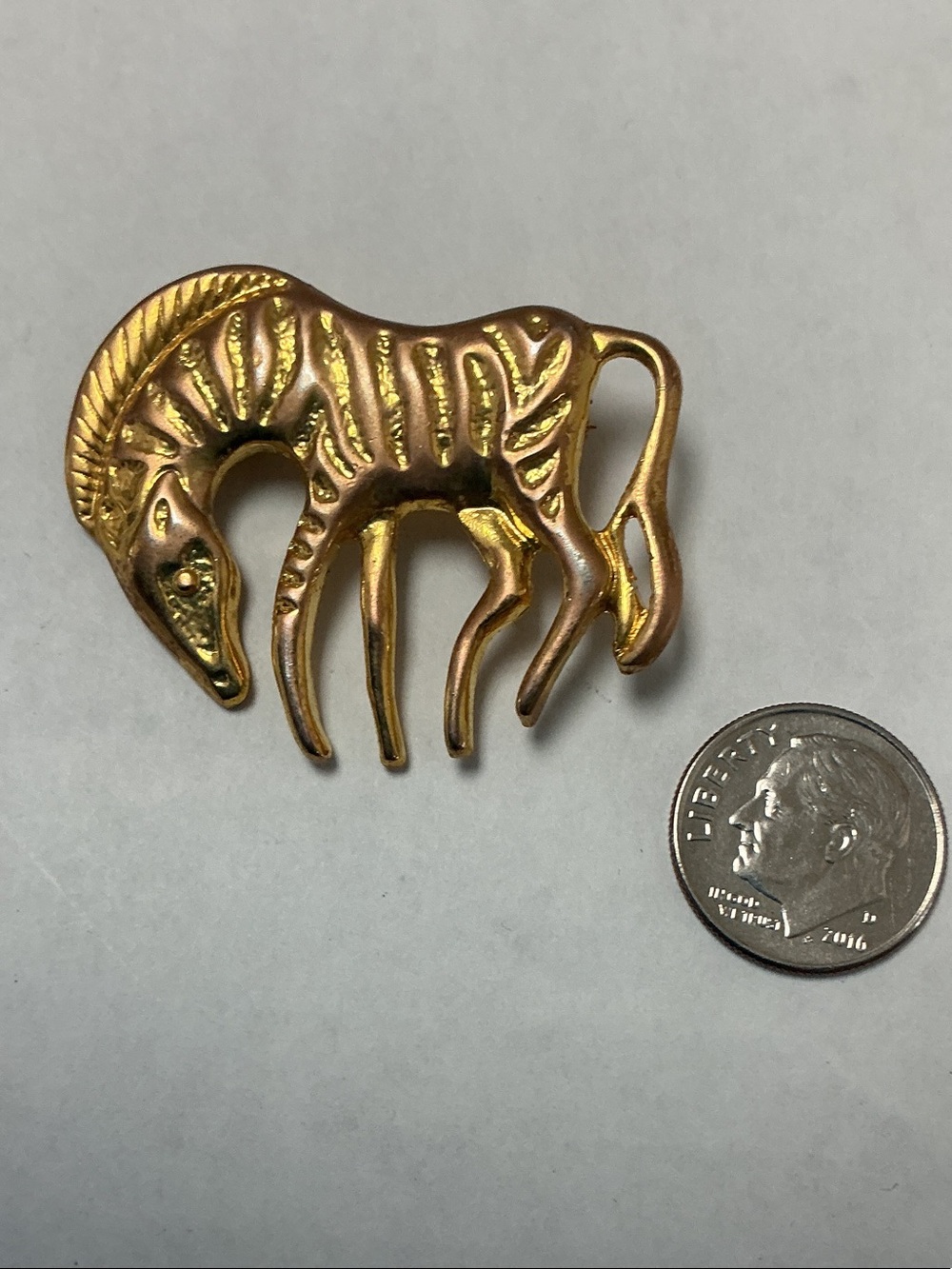 Vintage Zebra Brooche Goldtone